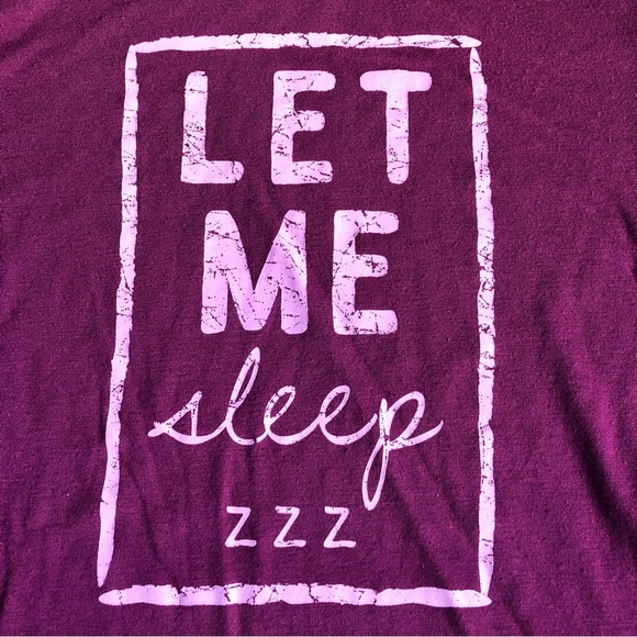 NEW LET ME SLEEP ZZZ Sleepwear Tee Shirt Short Sleeve Magenta Small Women’s NWOT - Picture 3 of 16
